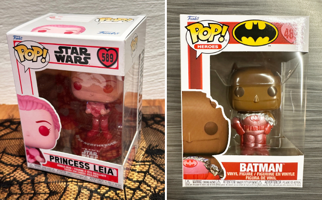 Funko Pop Star Wars Valentines Princess Leia and Heroes DC Valentines Batman Figures