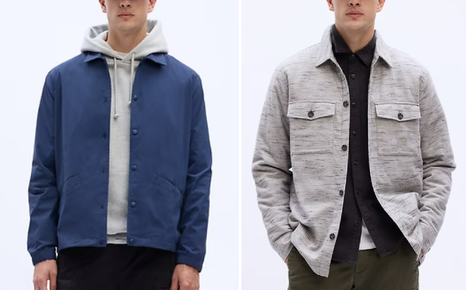 GAP Factory GapFit Coaches Jacket and Relaxed Flannel Shirt Jacket