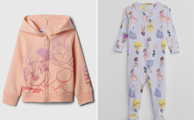 Gap Factory Kids Disney Hoodie and Baby Disney Princess Pyjamasjpg