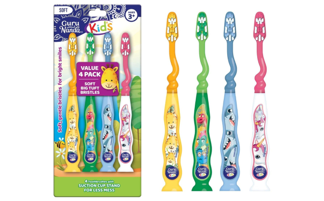 GuruNanda Kids Toothbrush 4 Pack