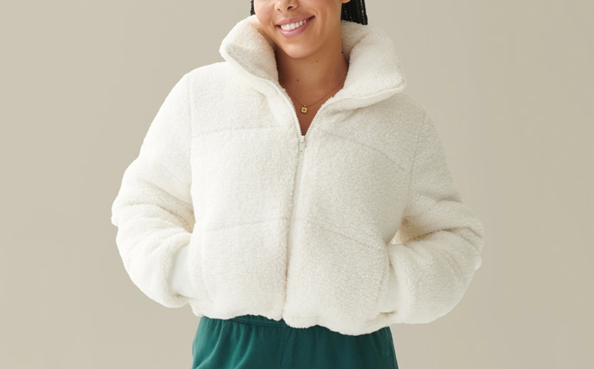 HOLLISTER ULTIMATE CORDUROY MINI PUFFER JACKET