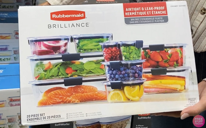 Hand Holding Rubbermaid Brilliance 20 Pack Food Storage 1