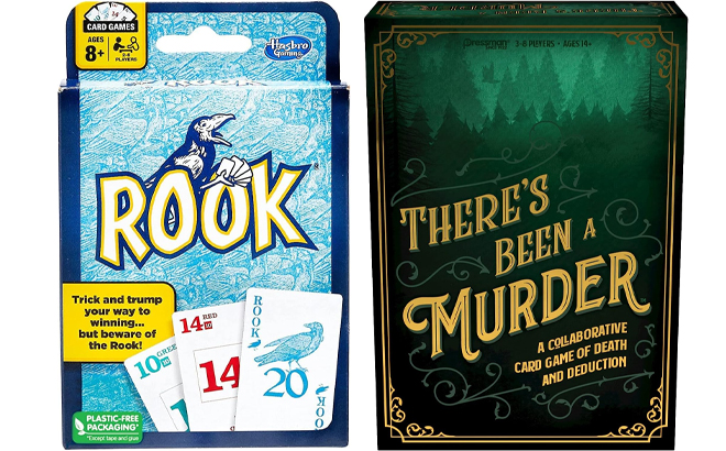 Hasbro Gaming Rook Card Game and Theres Been A Murder A Collaborative Card Game of Death and Deduction