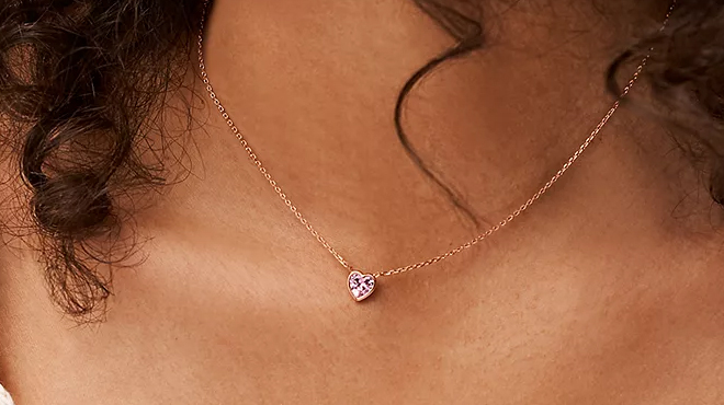 Hazel Valentine Heart Pink Crystals Pendant Necklace