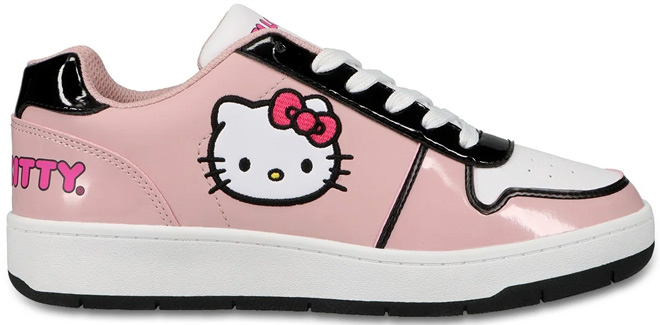 Hello Kitty Womens Pink Casual Court Sneakers on a White Background