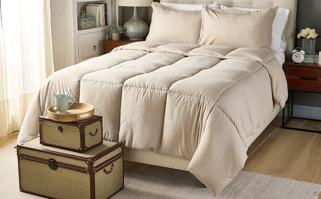 Home Reflections Down Alt Comforter Set with Sham Twin Size