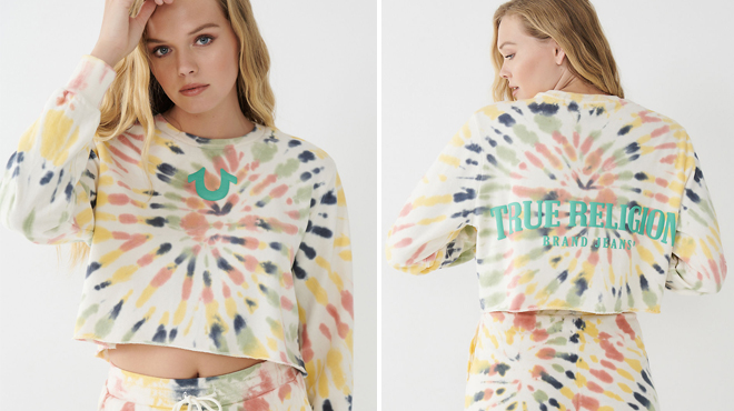 Images of True Religion Tie Dye Crop Relaxed Sweatshirt