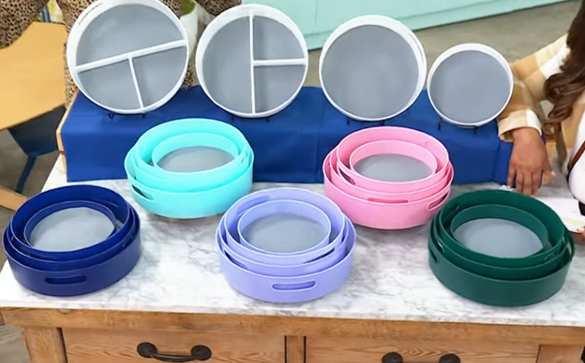 Improvements 4 piece Turntables with Silicone Liners in different colors