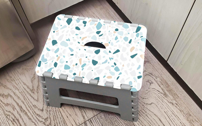 Improvements Collapsing Step Stool in Terazzo Design