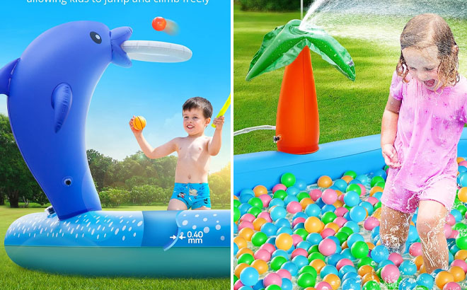 Inflatable Play Center Kiddie Pool with Slide