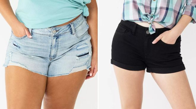 Juniors Plus Size SO High Rise Shortie Shorts and Juniors SO Low Rise Shortie Shorts