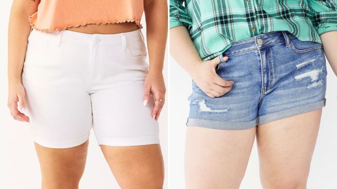 Juniors Plus Size SO Low Rise Bermuda Shorts and Juniors Plus Size SO Low Rise Shortie Shorts