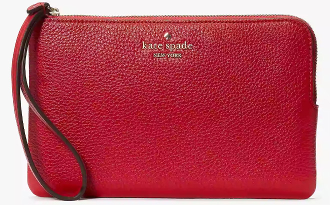 Kate Spade Leila Medium L Zip Wristlet in Candied Cherry Color