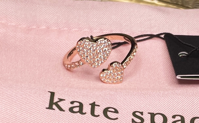 Kate Spade Yours Truly Pave Heart Ring on a Bag