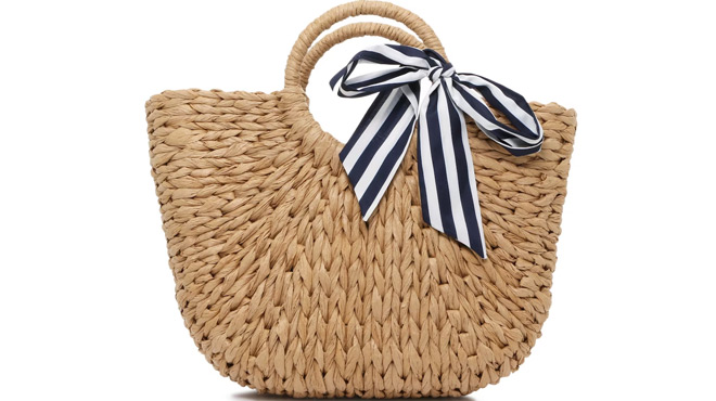 Kelly Katie Straw Bow Tote