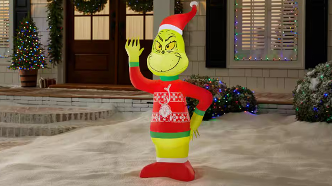 LED Grinch in Max Sweater Christmas Airblown Inflatable