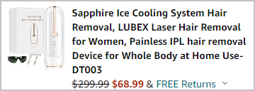 LUBEX Laser Hair Removal for Women Checkout Screenshot