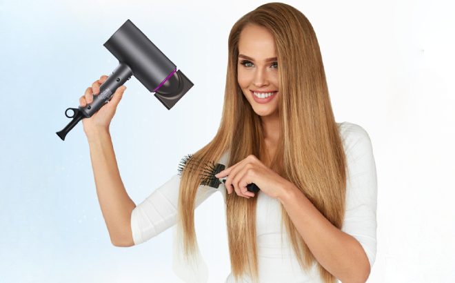 Lady Using a Nexpure Professional Ionic Hairdryer