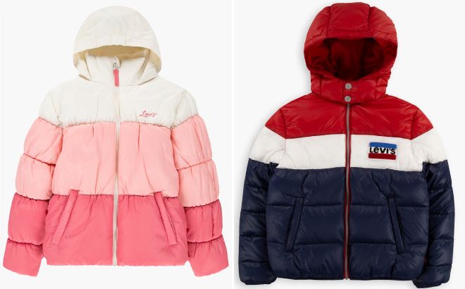 Levis Girls Puffer Jacket and Chenille Crop Puffer Jacket