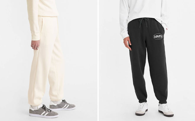 Levis Mens Graphic Sweatpants Heathered White and Black Agate Colors