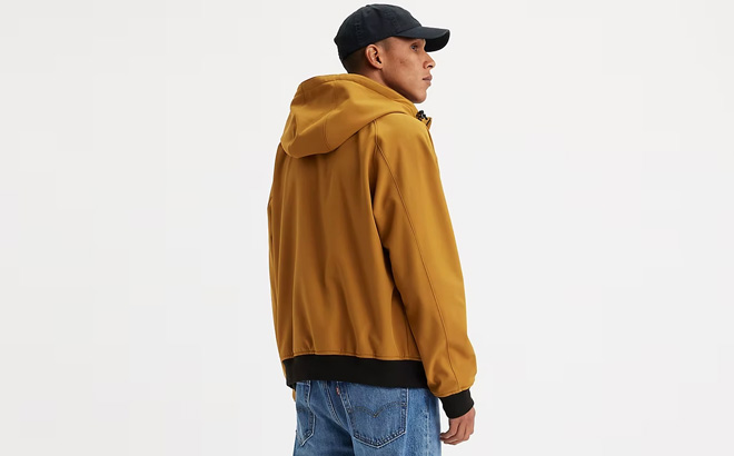 Levis Soft Shell Hoodie Bomber Jacket in Yellow