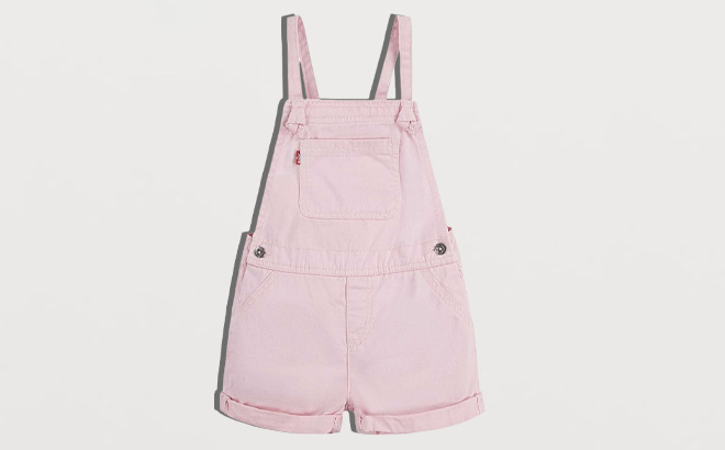 Levis Toddler Girls Knotted Strap Shortalls on a Gray Background