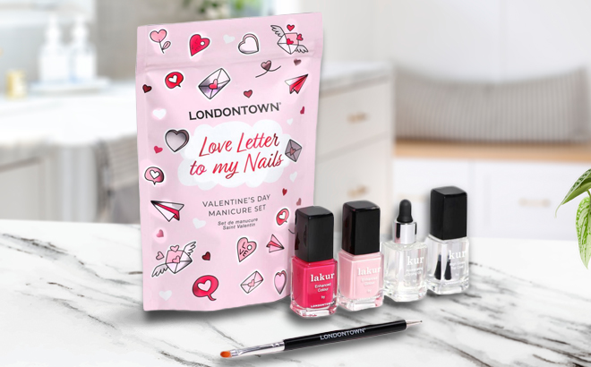 Londontown 5 Piece Love Letter to My Nails Set on a Table