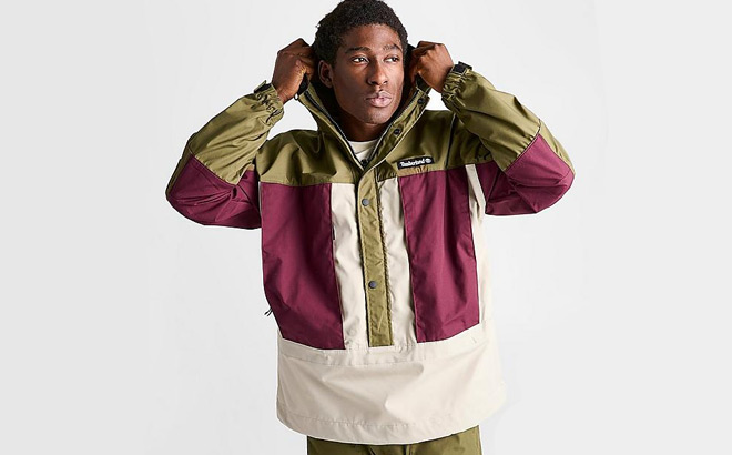 Man Wearing Timberland Mens Water Repellent Anorak Jacket