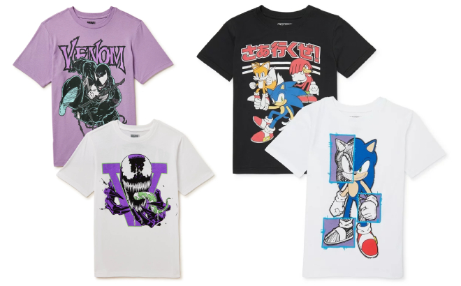 Marvel Venom and Sonic the Hedgehog Kids Graphic Tee 2 Pack