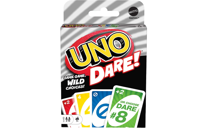 Mattel Games UNO Dare Card Game for Family Night Featuring Challenging and Silly Dares from 3 Different Categories