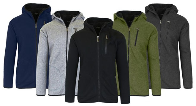 Mens Tech Sherpa Fleece Lined Zip Hoodies