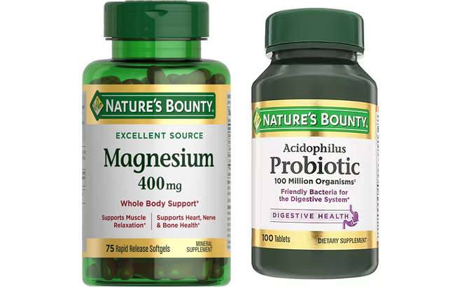 Natures Bounty Magnesium and Acidophilus Probiotic Tablets