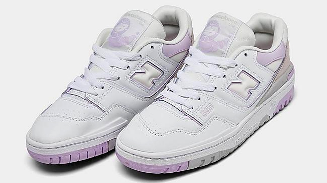 New Balance 550 Girls Shoes White with Thistle