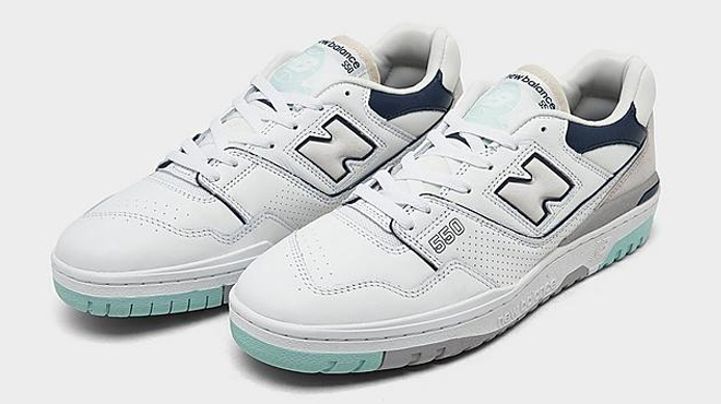 New Balance 550 Mens Casual Shoes White with Winter Fog