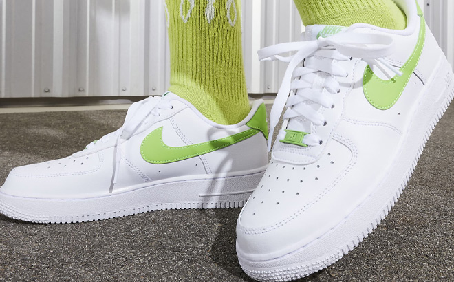 Nike Air Force 1 in White and Action Green Color