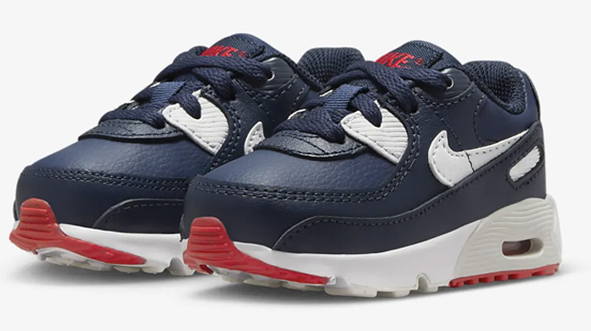 Nike Baby Air Max 90 LTR Shoes on a Gray Background