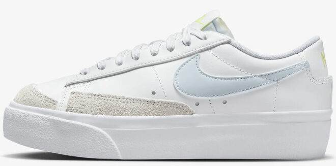 Nike Blazer Low Platform Womens Shoes in White and Blue Tint Color