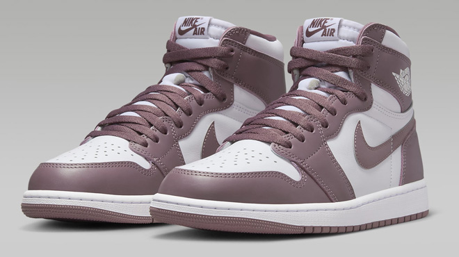 Nike Mens Air Jordan 1 High OG Shoes on Gray Background