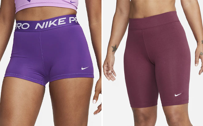 Nike Pro Womens Shorts and Nike Sportswear Essential Womens Mid Rise Biker Shorts