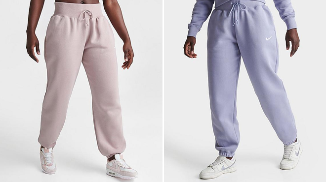 Nike Sportswear Phoenix Fleece Oversized Jogger Pants in Diffused Taupe and Indigo Haze