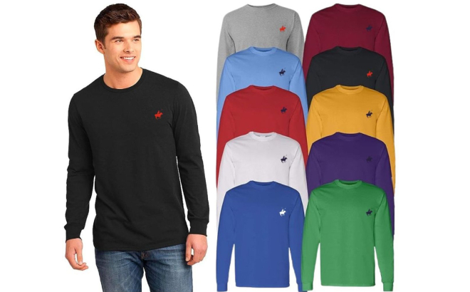 Pacific Polo Club Mens Cotton Long Sleeve Shirts