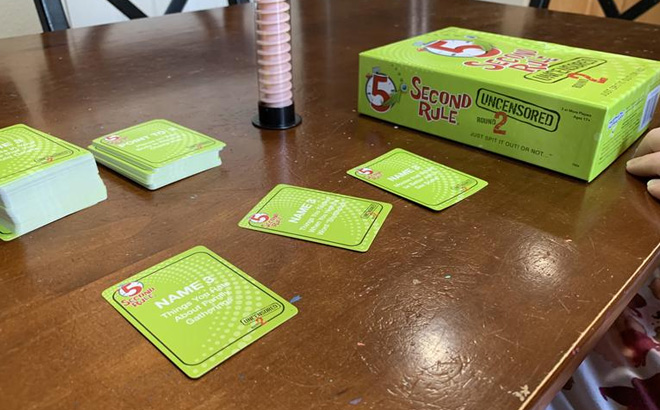 PlayMonster 5 Second Rule Uncensored Round 2 Board Game on a Table