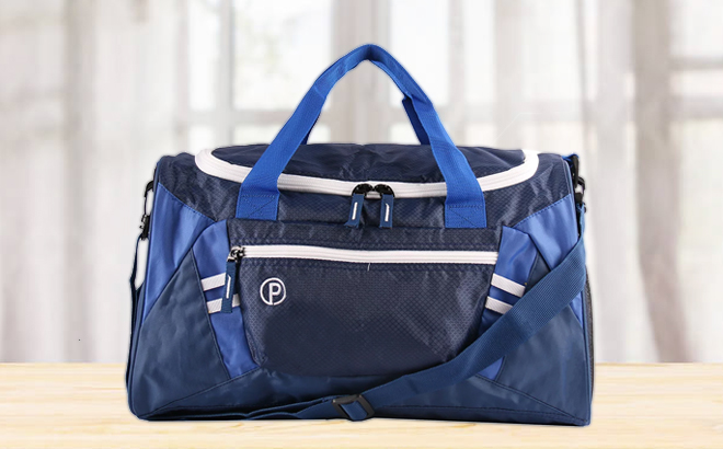 Protege Rip Stop Material 18 Inch Duffel Bag in Blue and White Color