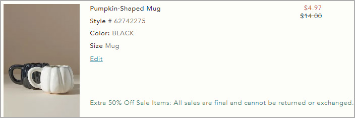 Pumpkin Shaped Mug at Checkout