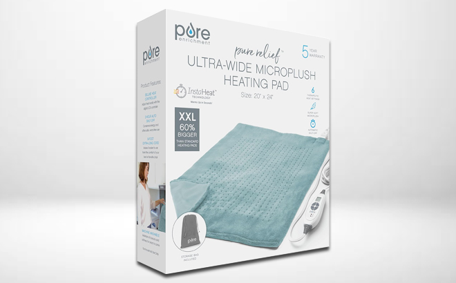 Pure Enrichment XXL Heating Pad in Sea Glass Color