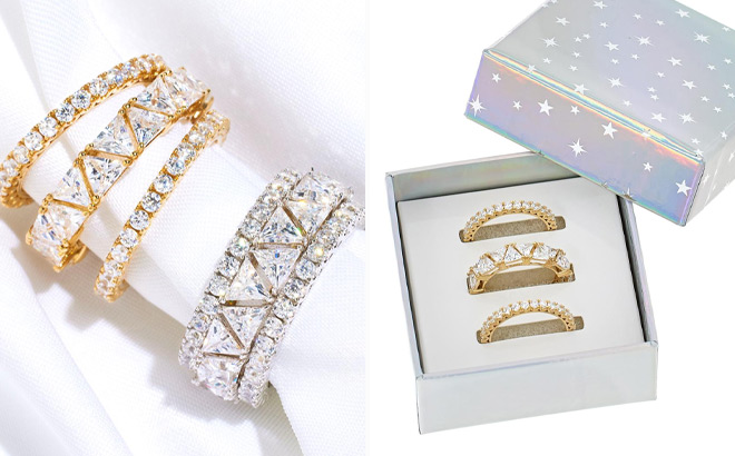 Radiance by Absolute Trilliant Cut Eternity Ring 3 piece Set