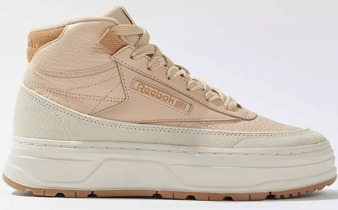 Reebok Womens Club C Geo Mid Sneakers in Beige 1