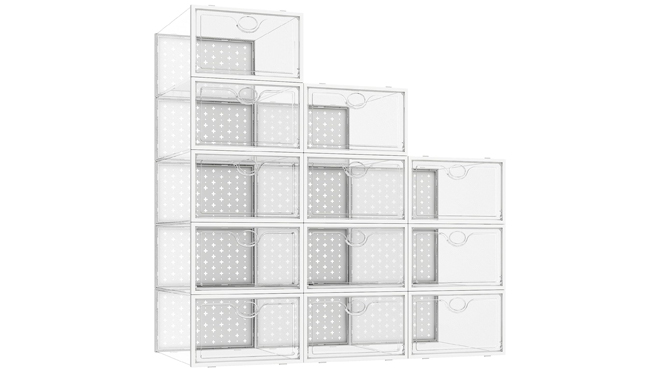 Shoe Storage Boxes 12 Pack in White Color