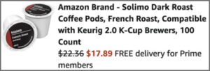 Solimo Dark Roast Coffee Pods at Checkout