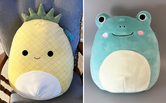 Squishmallows 12 Inch Maui The Pineapple Plush and Ludwig Teal Frog Plush